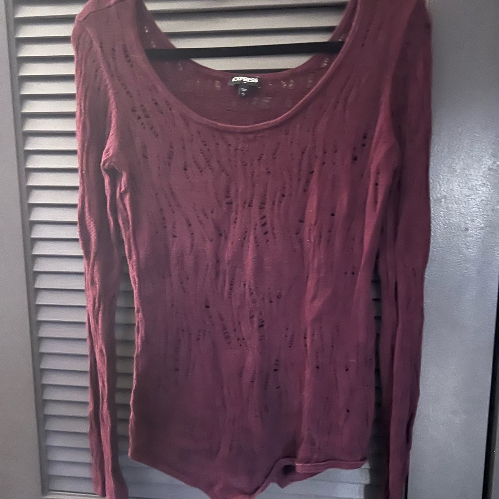 Express Burgundy Long Sleeve Bodysuit